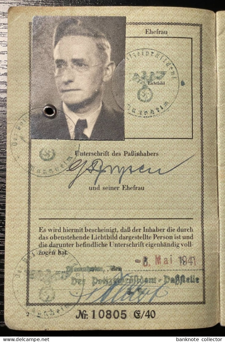 Deutschland, Germany - Deutsches Reich - Reisepass - selten 1941 !