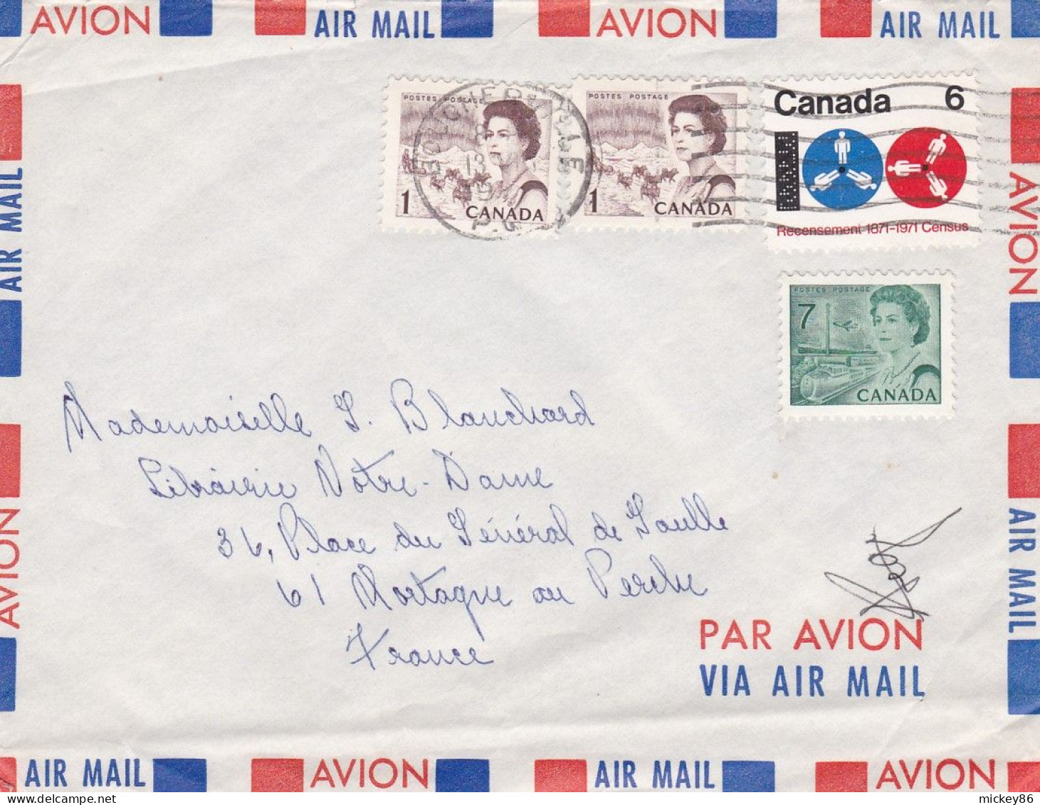 CANADA--1971--Lettre De BOUCHERVILLE  Pour MORTAGNE AU PERCHE-61 (France) ..timbre ..cachet - Storia Postale