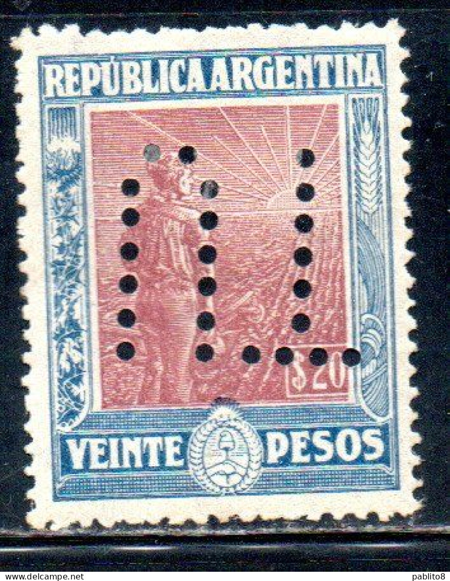 ARGENTINA 1912 1913 PERFIN AGRICULTURE 20p MH - Ongebruikt