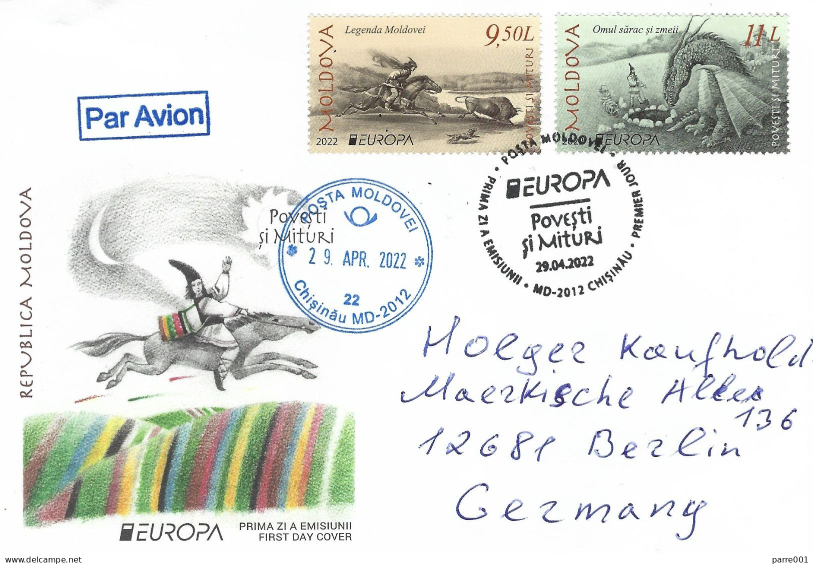 Moldova 2022 Chisinau Myths & Legends Dragon EUROPA FDC Cover - 2022