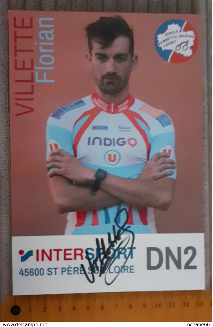 Autographe Villette Florian Cercle Gambetta Orléans Inter Sport DN2 Format 13.5 X 19.5 Cm 2019 - Ciclismo