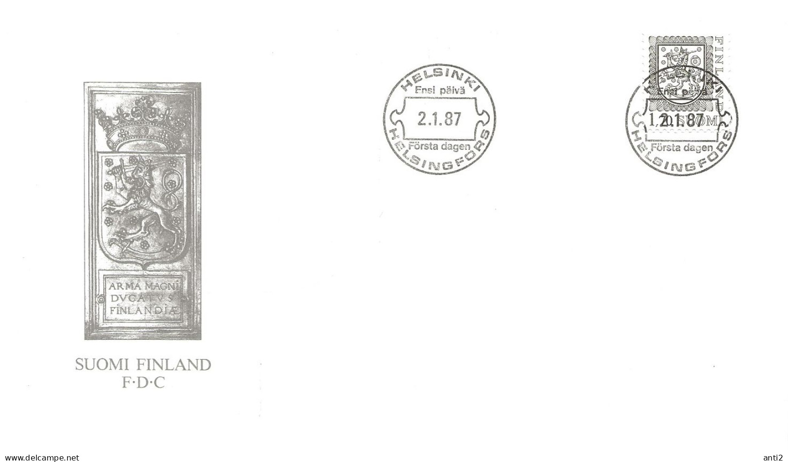 Finland   1987 National Coat Of Arms, Heraldic Lion  1.70Mk Mi 1008   FDC - Briefe U. Dokumente