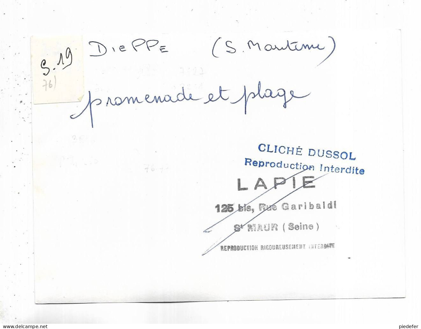 76 - RARE Photo De DIEPPE  ( S.M. ) " Promenade Et Plage "  Cliché Dussol Pour L' édition Par  Lapie - Dieppe