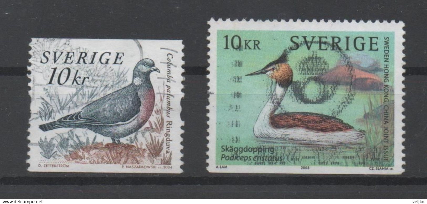 Sweden, Used, 2003, 2004,  Michel 2374 Joint Issue With Hong Kong China, 2418 Pigeon, Fauna, Birds - Oblitérés