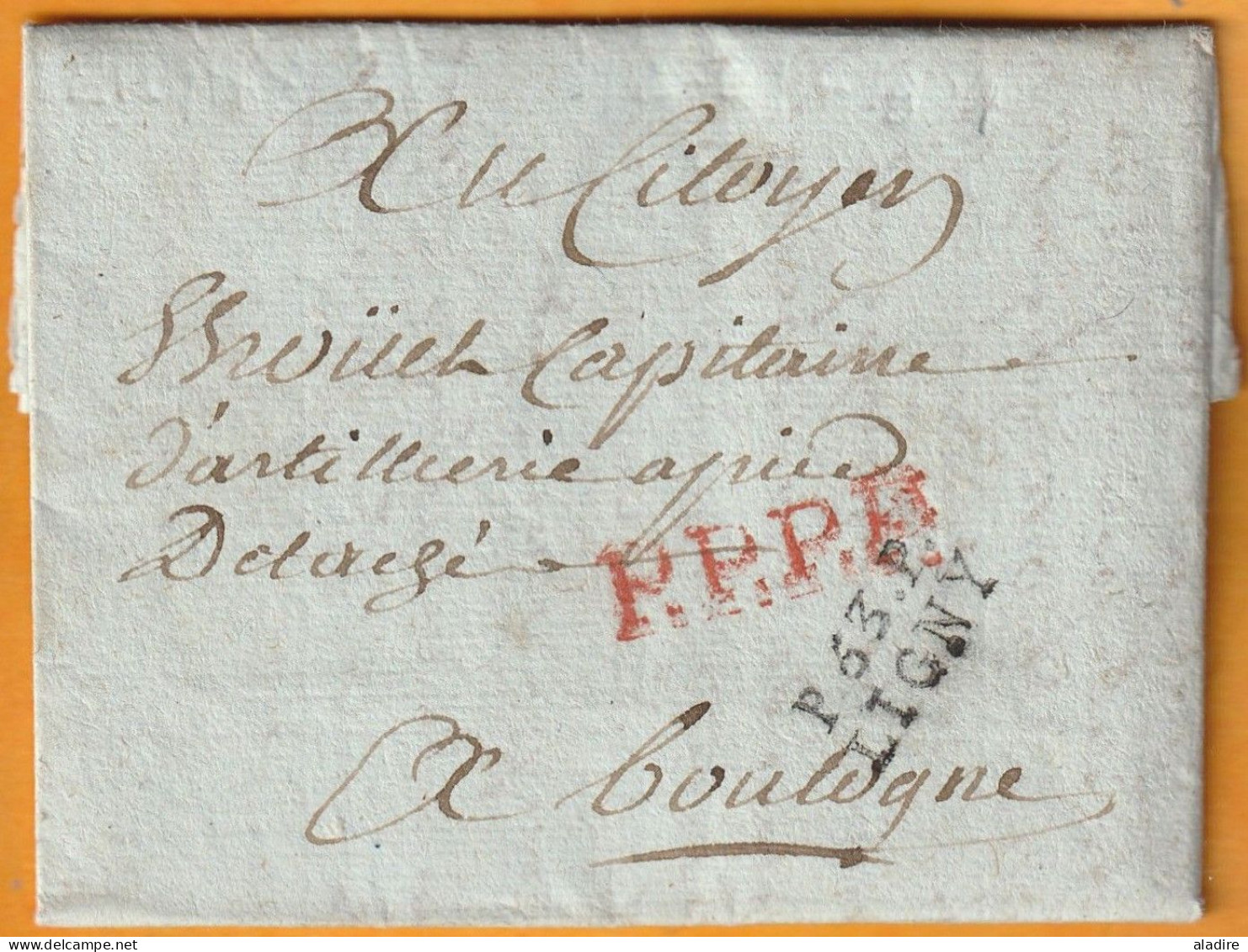 1804 - Marque Postale P53P Port Payé Sur Lettre Avec Corresp Paternelle De 3 Pages De LIGNY, Meuse Vers BOULOGNE - 1801-1848: Précurseurs XIX