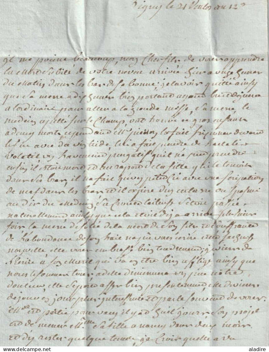 1804 - Marque Postale P53P Port Payé Sur Lettre Avec Corresp Paternelle De 3 Pages De LIGNY, Meuse Vers BOULOGNE - 1801-1848: Precursors XIX