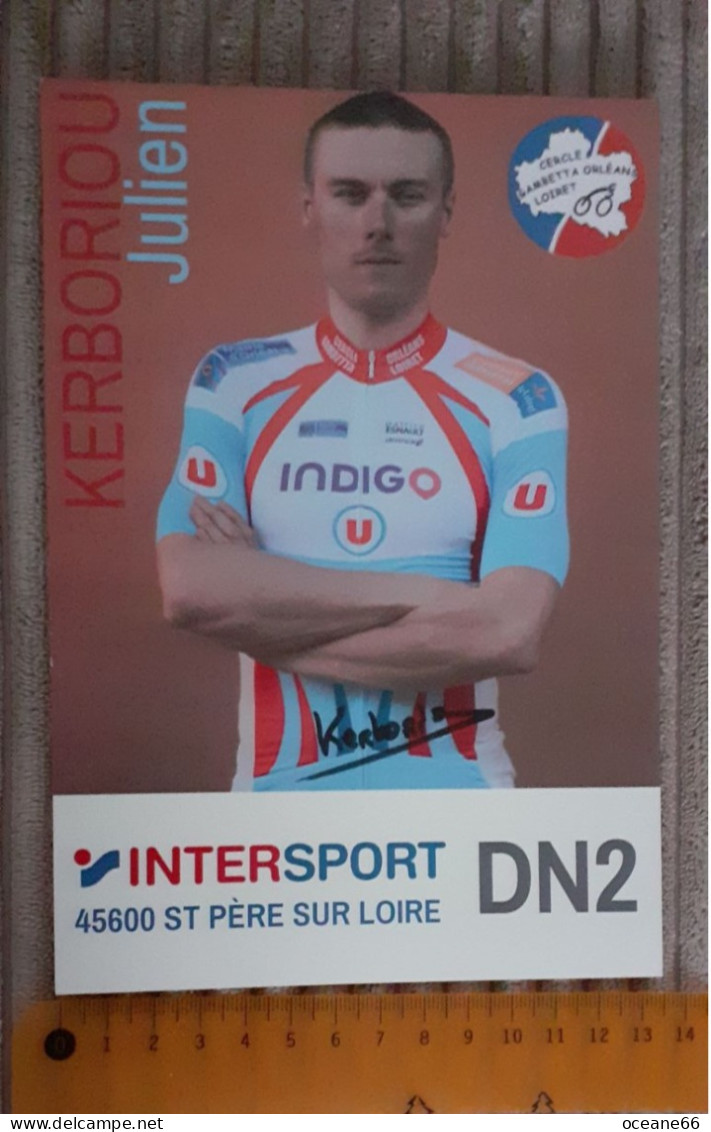 Autographe Kerboriou Julien Cercle Gambetta Orléans Inter Sport DN2 Format 13.5 X 19.5 Cm 2019 - Ciclismo