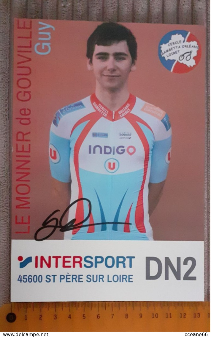 Autographe Le Monnier De Gouville Guy Cercle Gambetta Orléans Inter Sport DN2 Format 13.5 X 19.5 Cm 2019 - Ciclismo