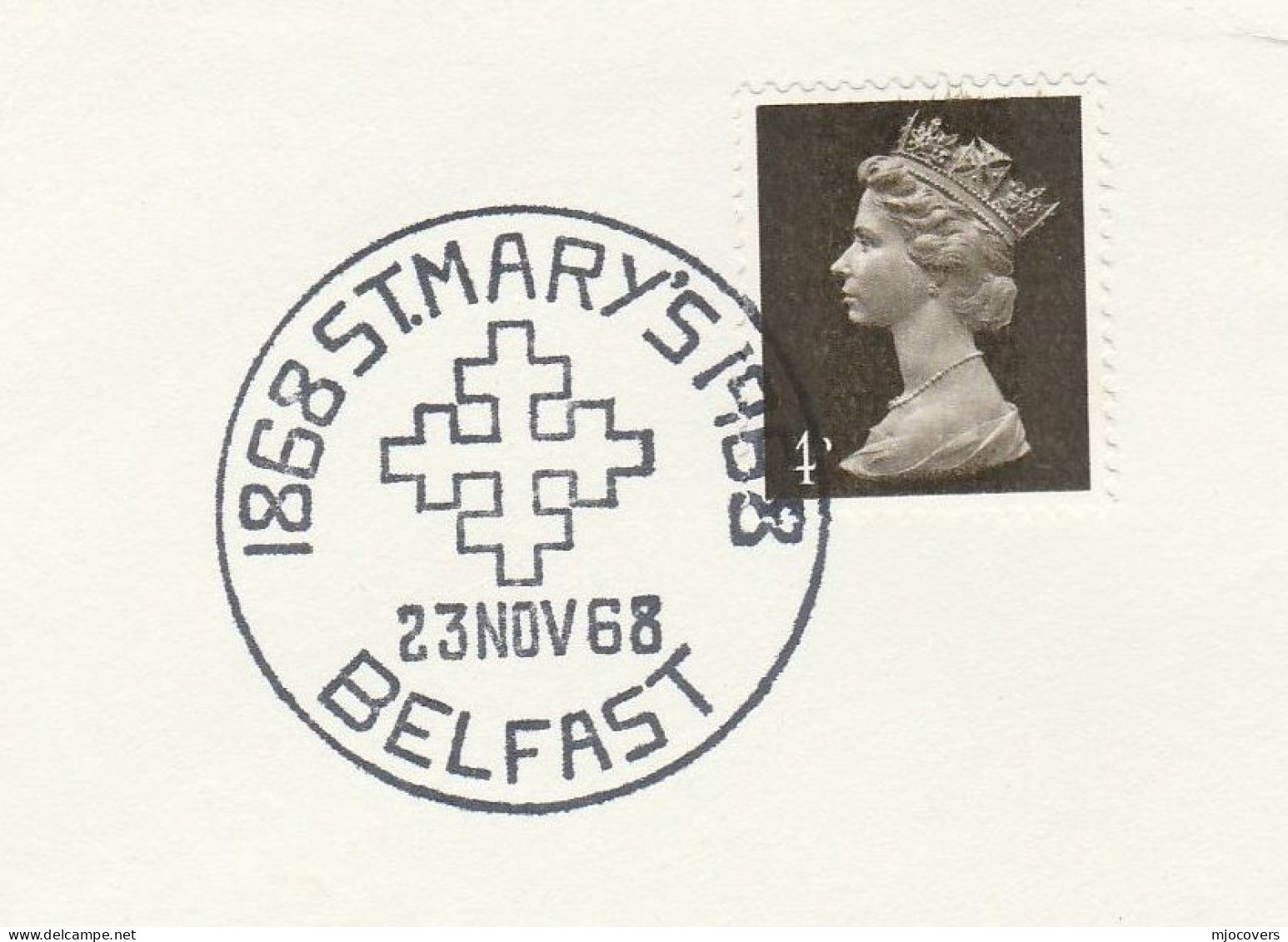 1968 St Mary's BELFAST Centenary EVENT Cover Gb Stamps Church Religion - Lettres & Documents