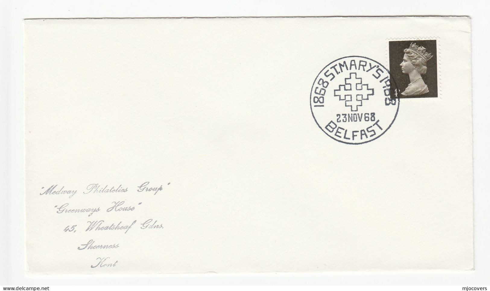 1968 St Mary's BELFAST Centenary EVENT Cover Gb Stamps Church Religion - Lettres & Documents