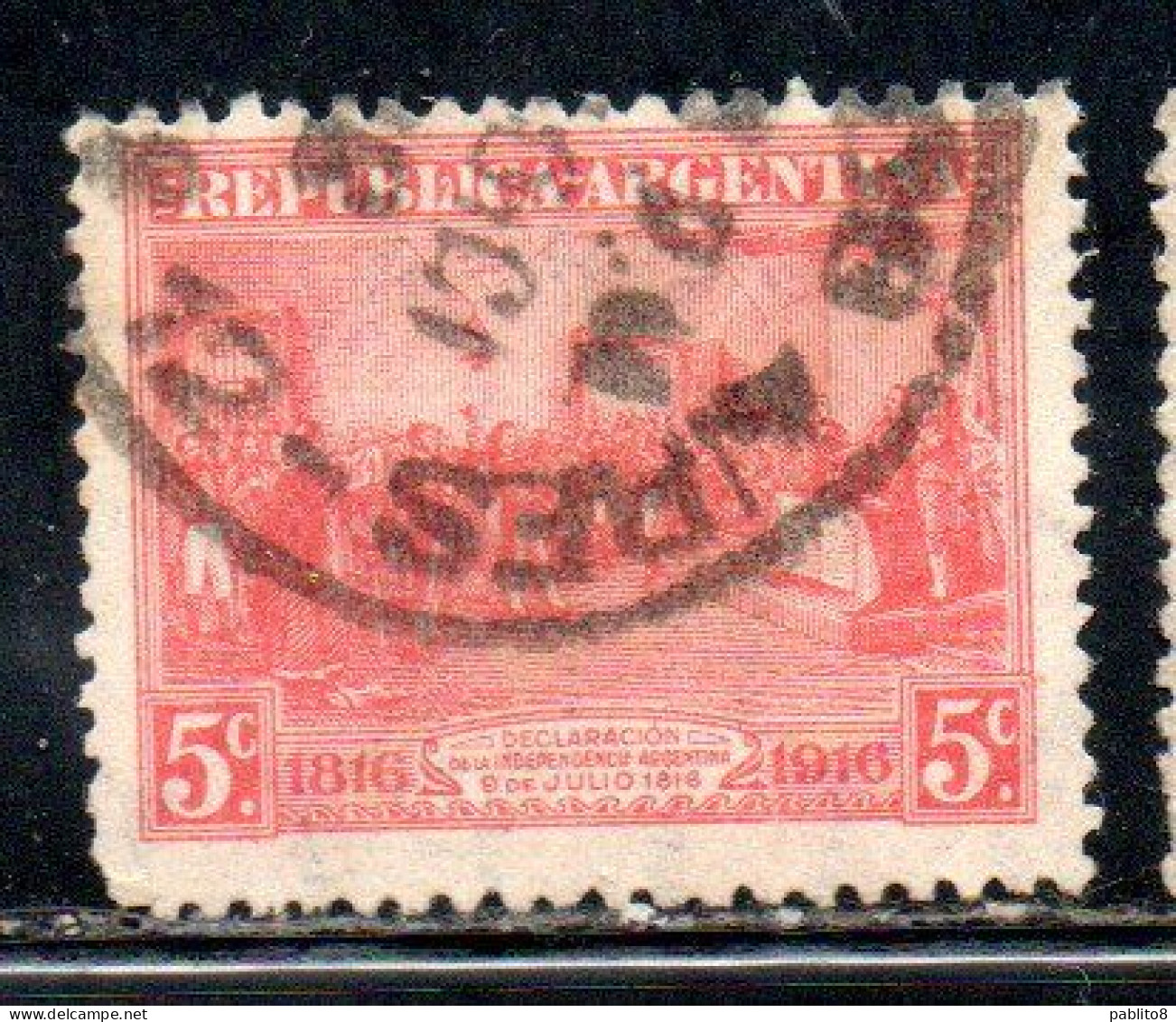 ARGENTINA 1916 DECLARATION OF INDEPENDENCE 5c USED USADO OBLITERE' - Used Stamps