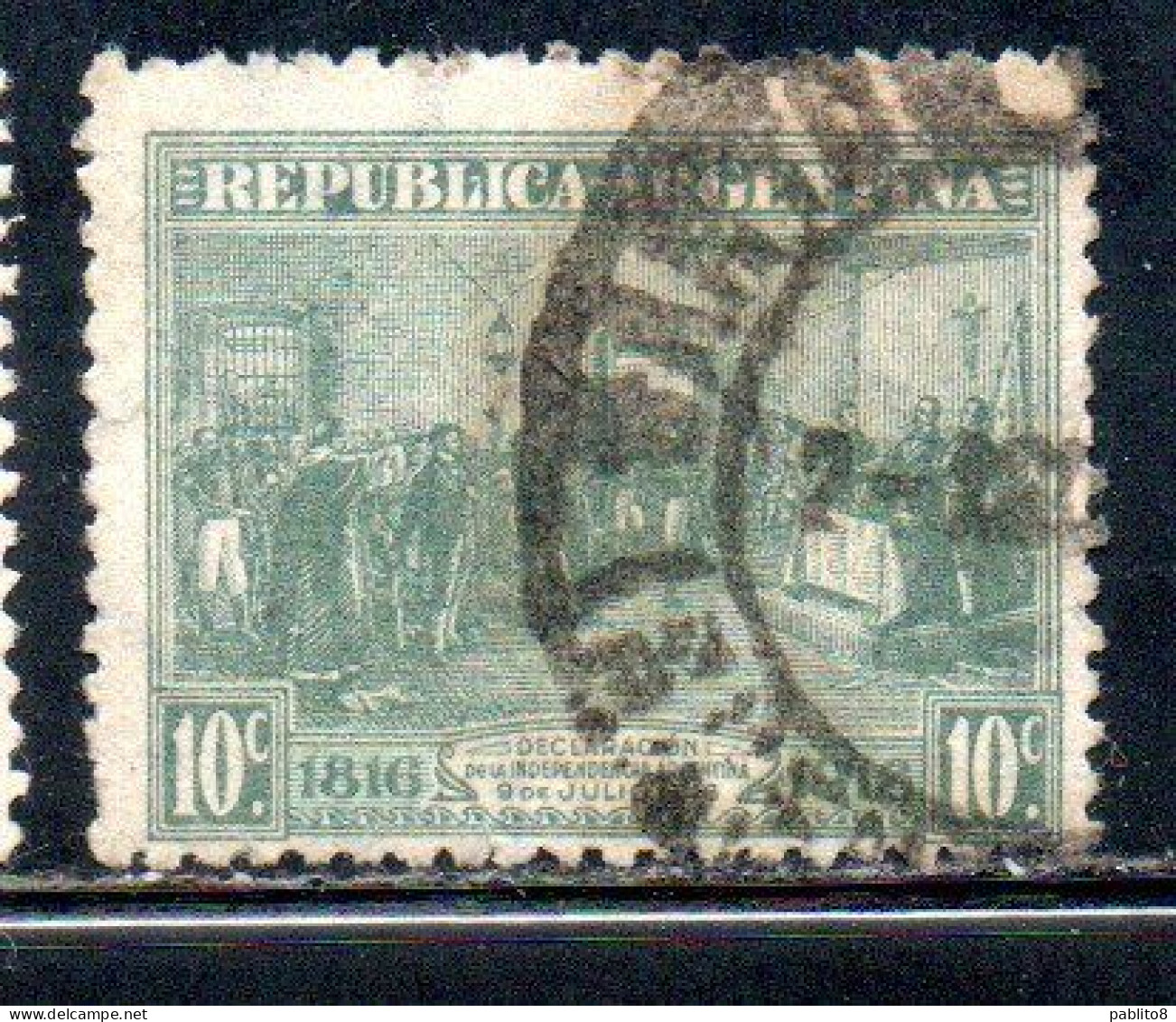 ARGENTINA 1916 DECLARATION OF INDEPENDENCE 10c USED USADO OBLITERE' - Gebraucht