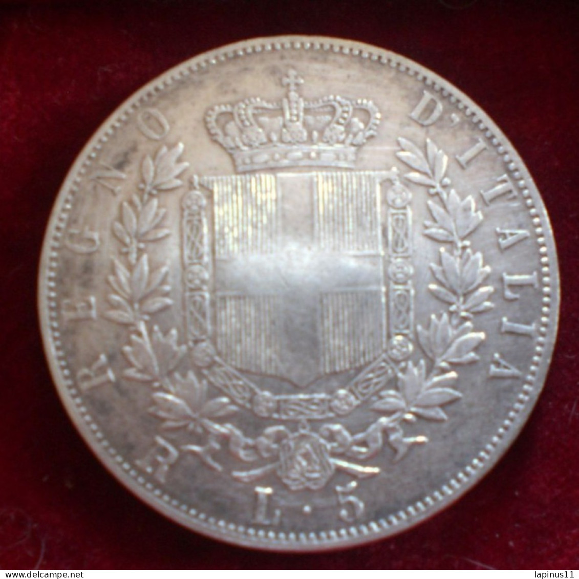 5 LIRE COIN VITTORIO EMANUELE II 1876 SILVER SILVER 25 Gr REF. TAGG. - 1900-1946 : Victor Emmanuel III & Umberto II
