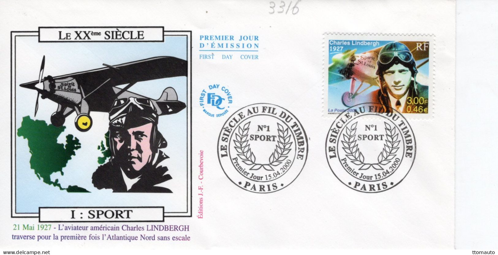 France FDC - CHARLES LINDBERGH - L'aviateur Américain  - 1v Envelope Prémier Jour - Aviones