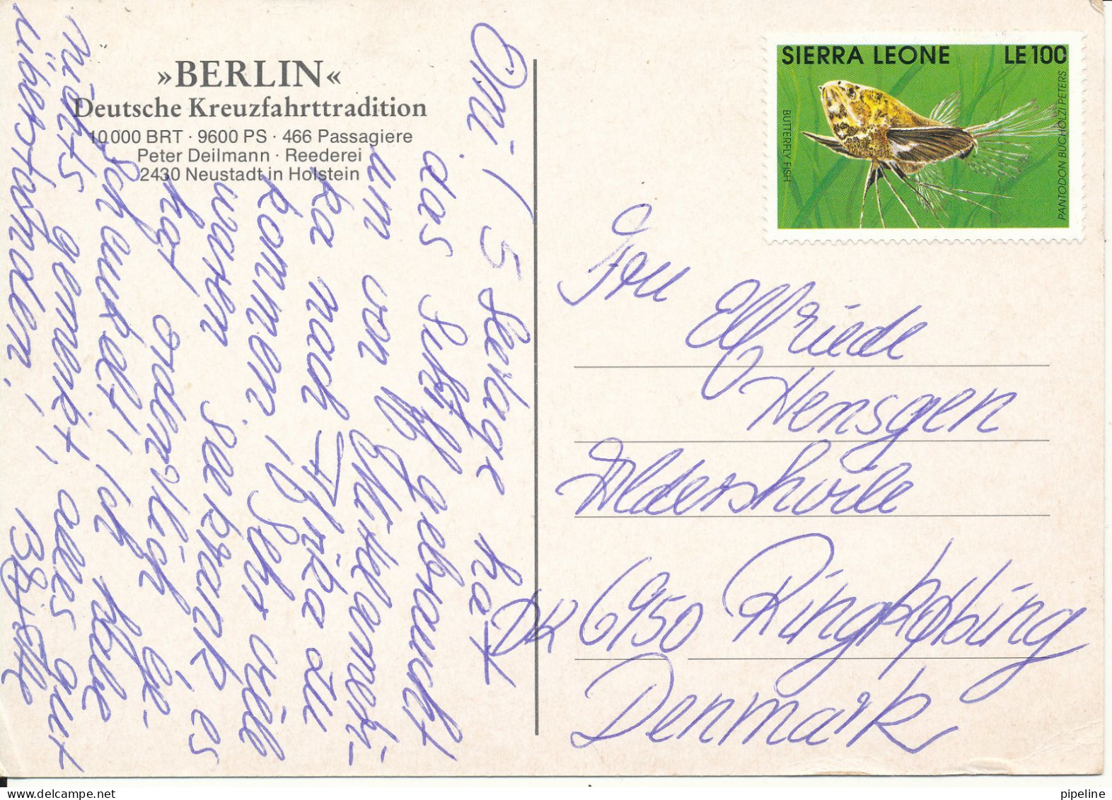 Sierra Leone Postcard Sent To Denmark (Deutsche Kreuzfahrttradition BERLIN) - Sierra Leone