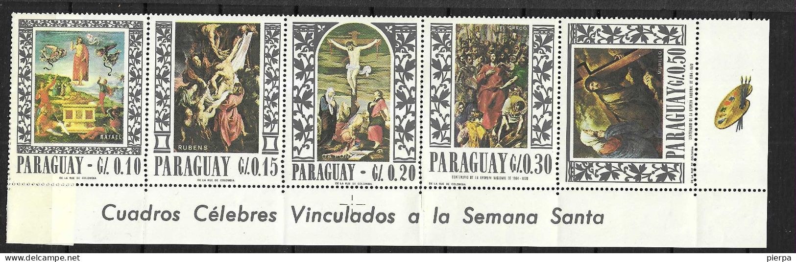 PARAGUAY - 1967 - QUADRI AUTORI VARI - SERIE 8 VALORI -  NUOVA  MNH**(YVERT 883\7+AV 459\61 - MICHEL 1682\9) - Religione