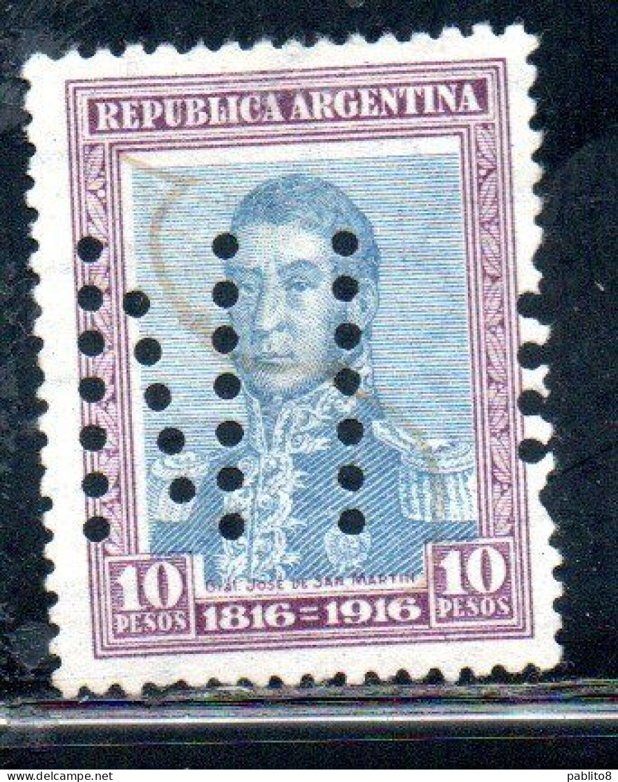 ARGENTINA 1916 PERFIN JOSE DE SAN MARTIN 1p USED USADO OBLITERE' - Gebraucht