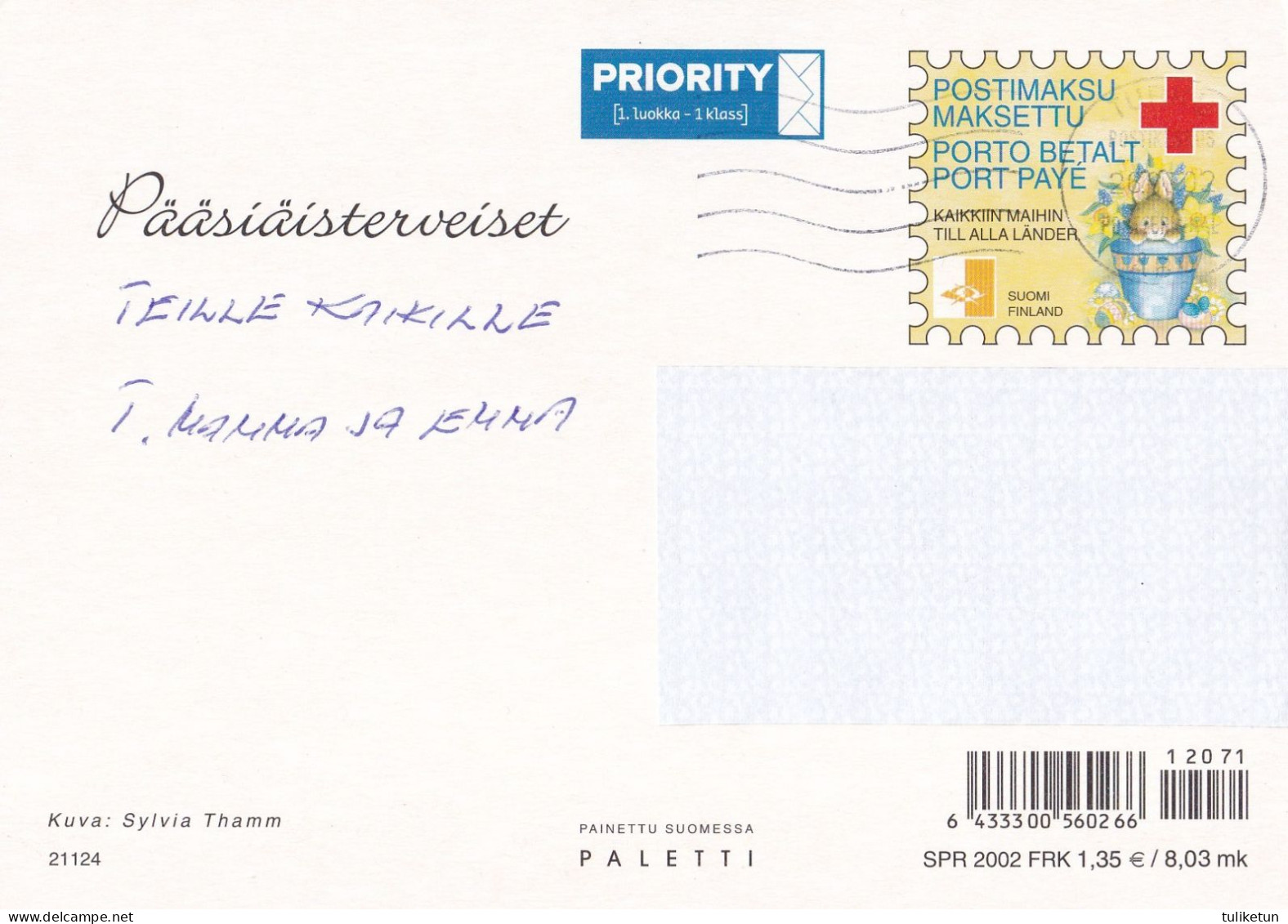 Postal Stationery - Chicks In The Basket - Red Cross 2002 - Suomi Finland - Postage Paid - Enteros Postales
