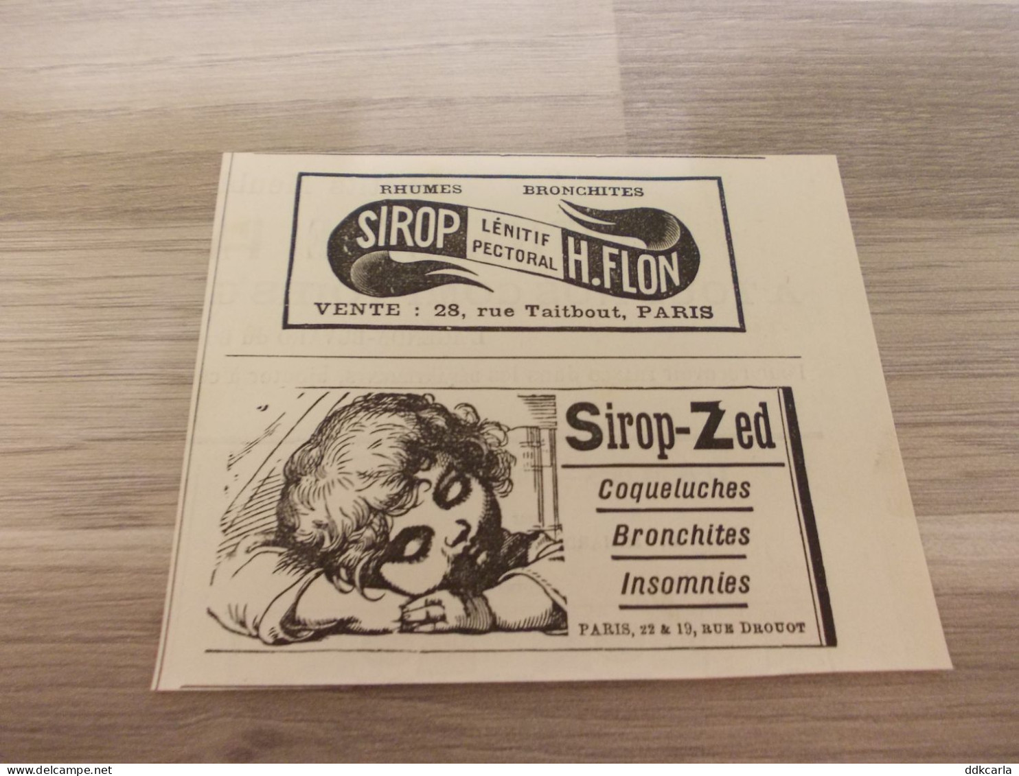 2 X Reclame Advertentie Uit Oud Tijdschrift 1891 - Sirop H. Flon Et Sirop-Zed Contre Bronchites Et Rhumes - Werbung