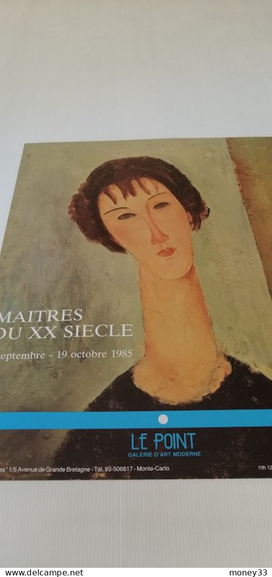 Affiche D'exposition " MODIGLIANI " Galerie Le Point Monaco Monte-Carlo 4 Septembre Au 19 Octobre 1985 - Manifesti