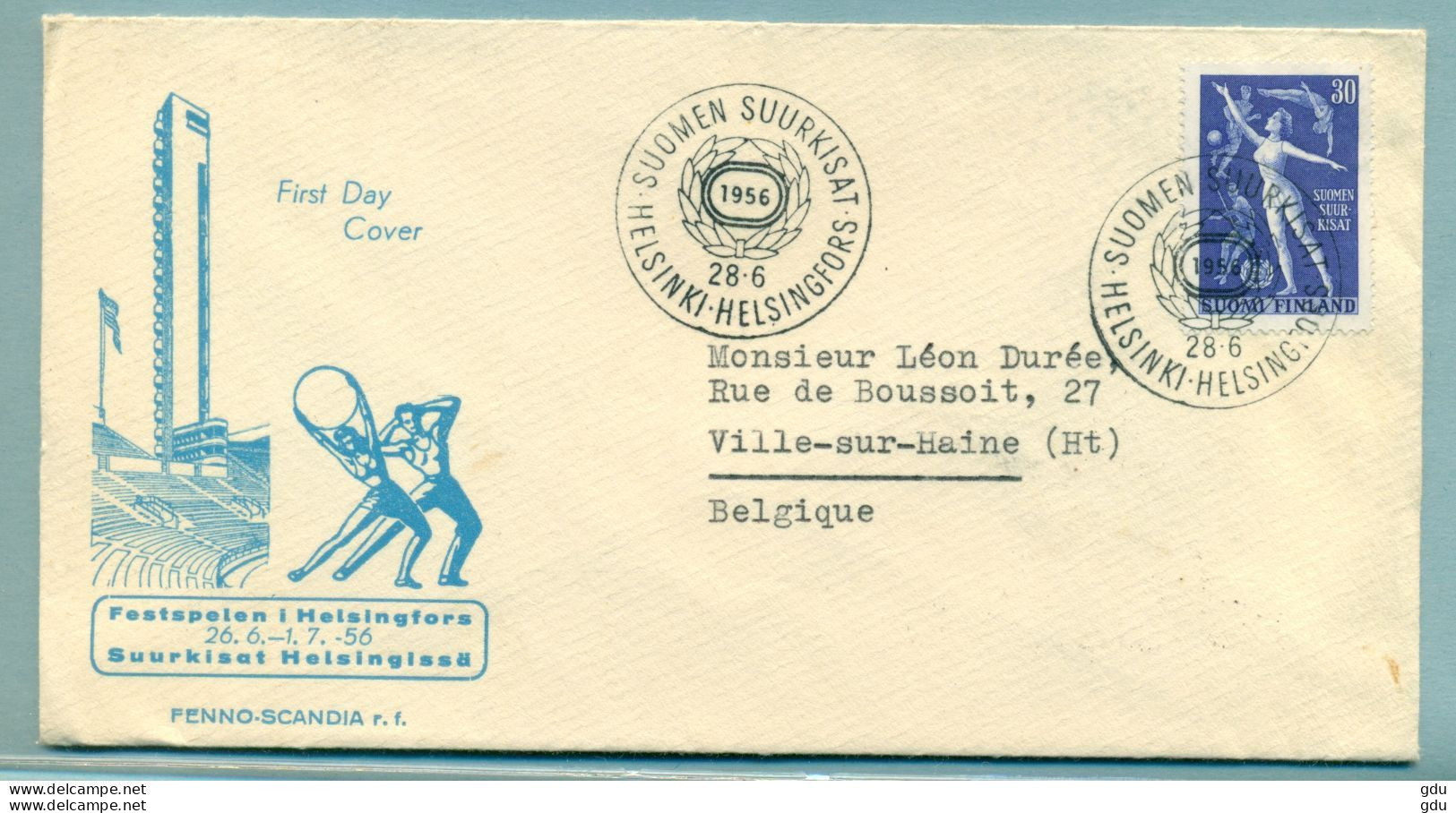 FDC (§sport)  Heslsinki 1956 To Belgium - FDC