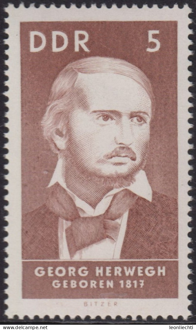 1967 DDR ** Mi:DD 1293, Sn:DD 936, Yt:DD 990, Sg:DD E1012, Georg Herwegh (1817-1875) - Unused Stamps