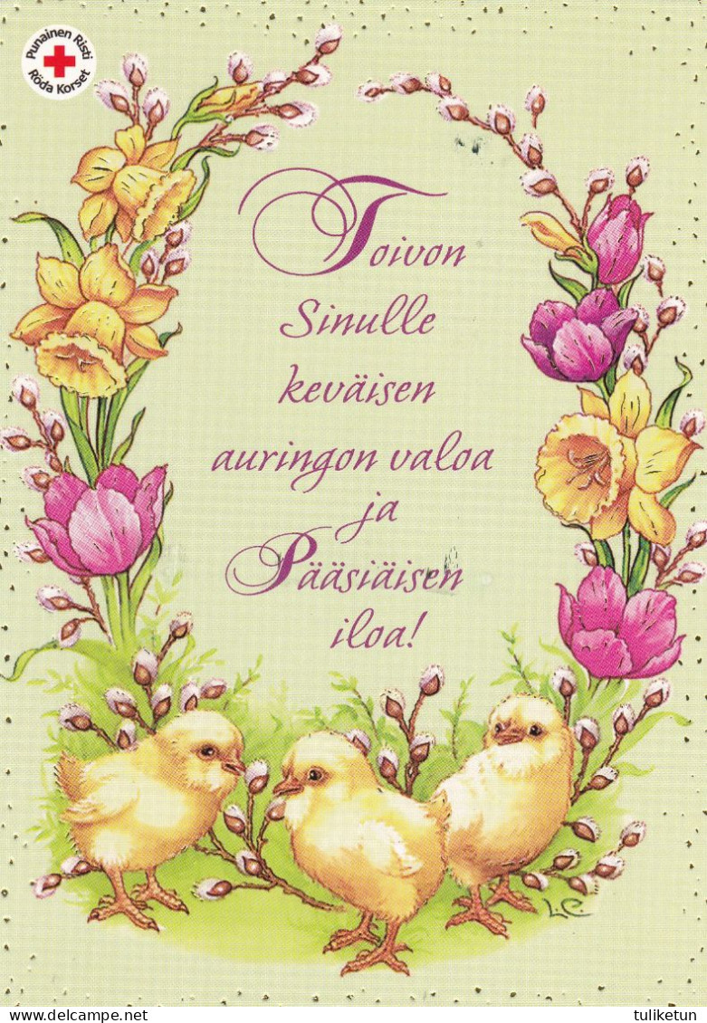 Postal Stationery - Chicks - Easter Flowers - Red Cross 2015 - Suomi Finland - Postage Paid - Lars Carlsson - Entiers Postaux