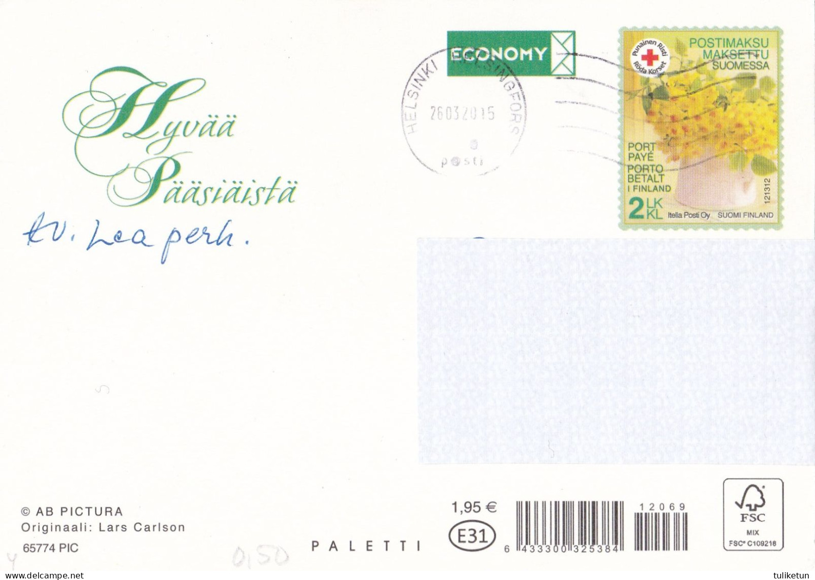 Postal Stationery - Chicks - Easter Flowers - Red Cross 2015 - Suomi Finland - Postage Paid - Lars Carlsson - Interi Postali