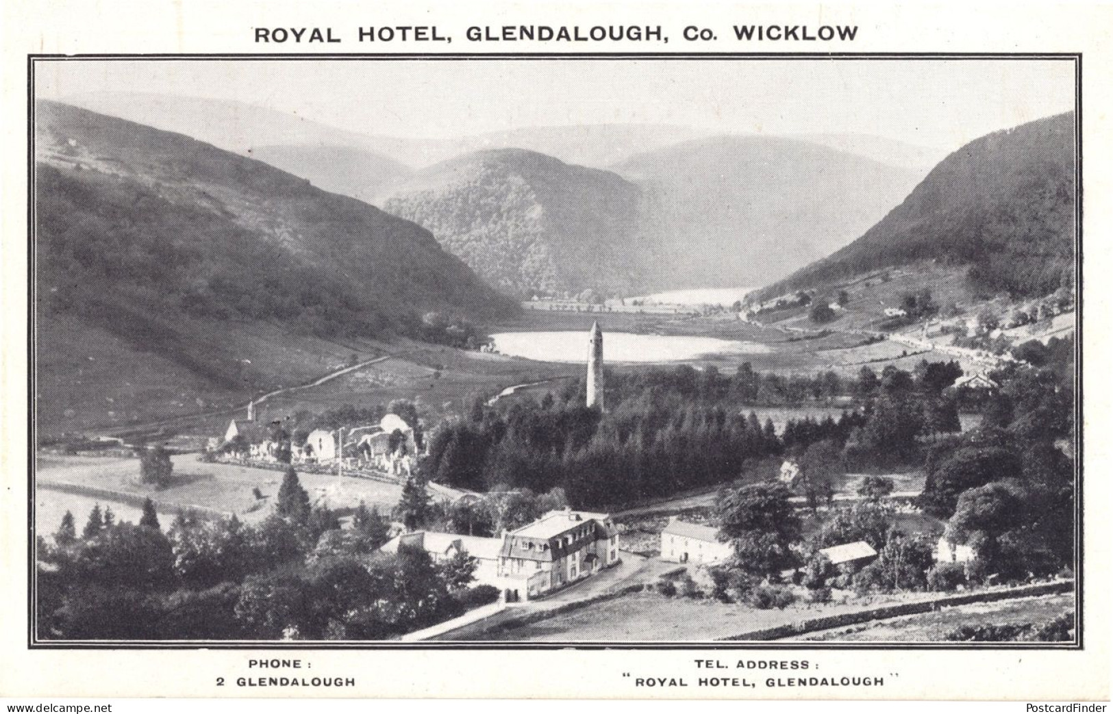Royal Hotel Glendalough County Wicklow Irish Tariff Rare Postcard - Wicklow