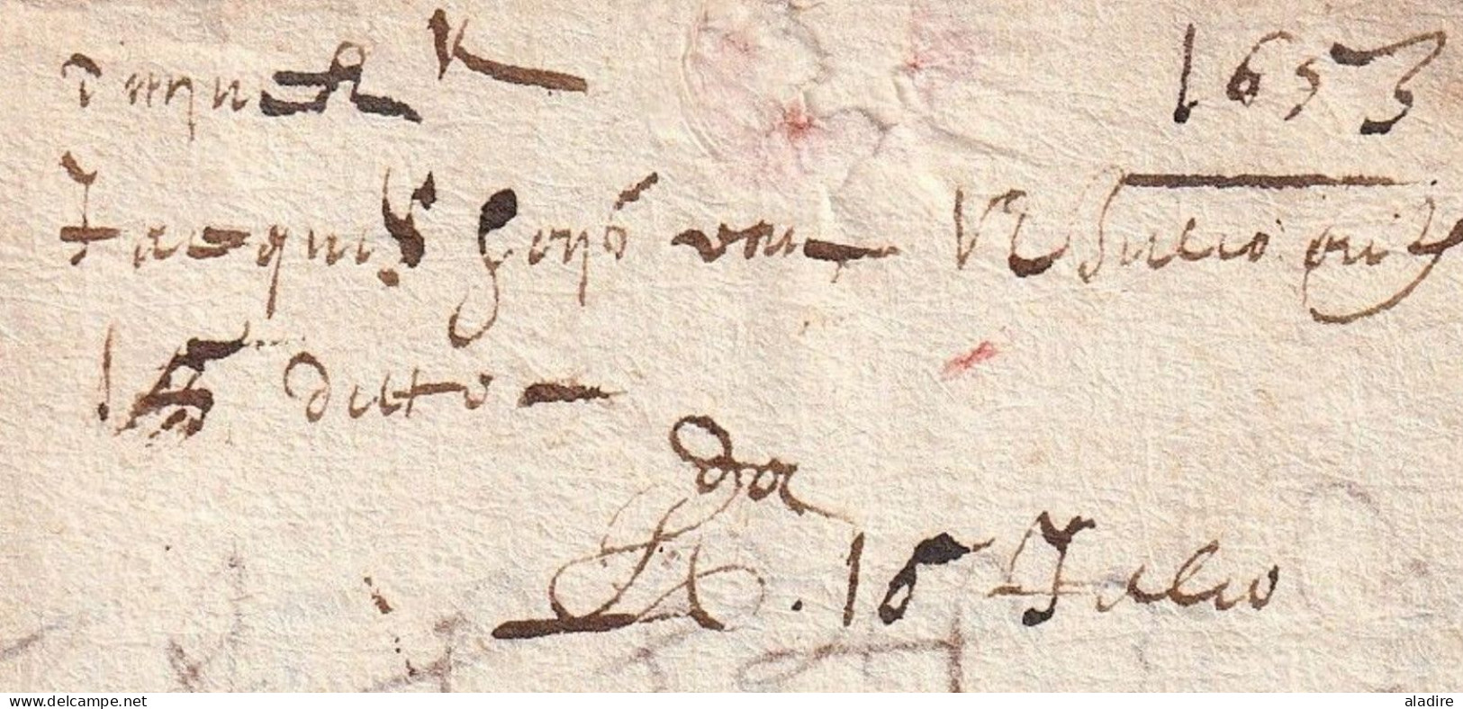 1653 - Pays Bas Espagnols (Felipe IV) - Lettre Pliée Avec Correspondance Vers Anvers Antwerp Antwerpen Amberes - 1621-1713 (Países Bajos Españoles)