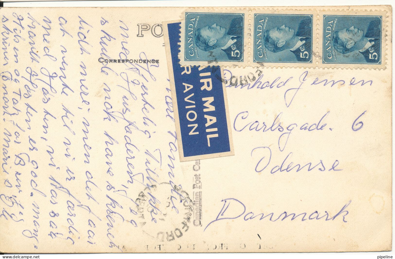 Canada Postcard Sent To Denmark Greetings From Rockyford Alta - Otros & Sin Clasificación