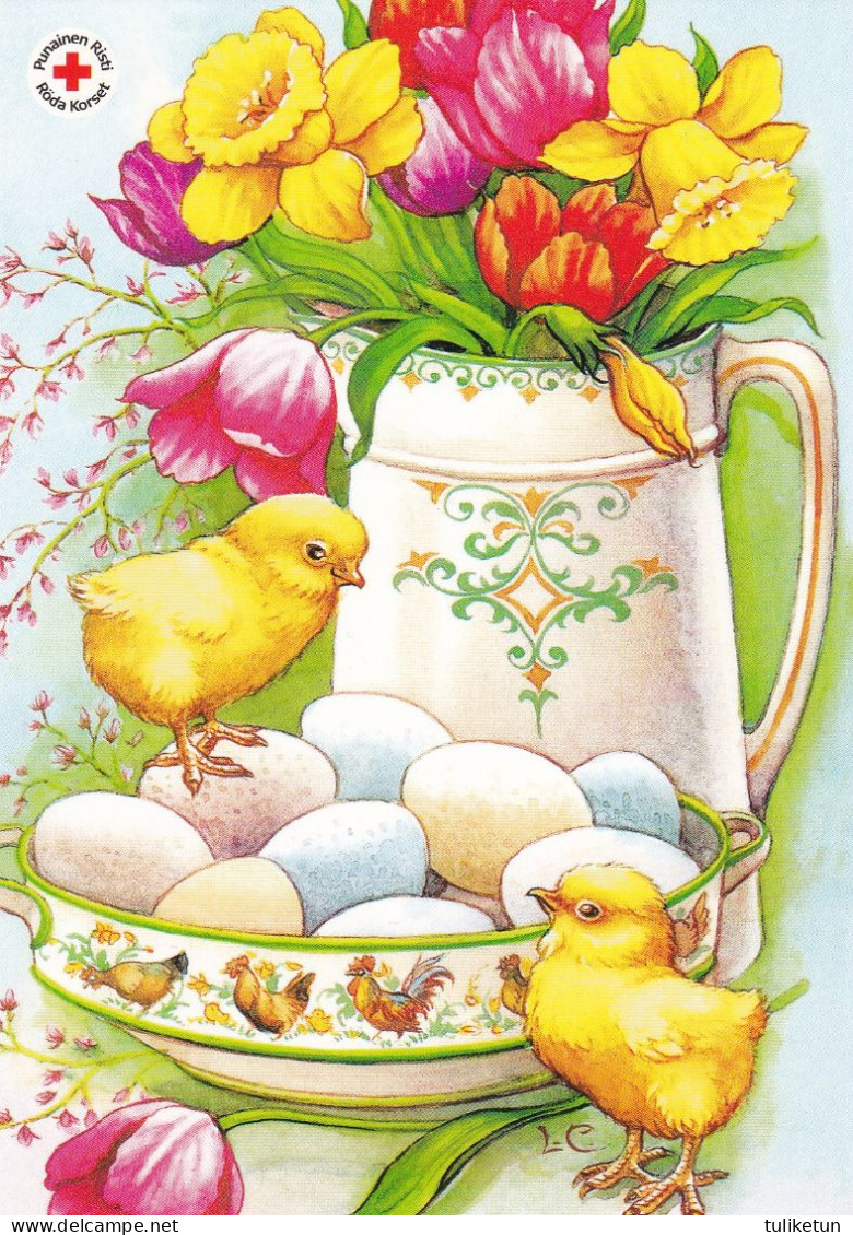 Postal Stationery - Chicks - Easter Flowers - Eggs - Red Cross 2006 - Suomi Finland - Postage Paid - Lars Carlsson - Postal Stationery