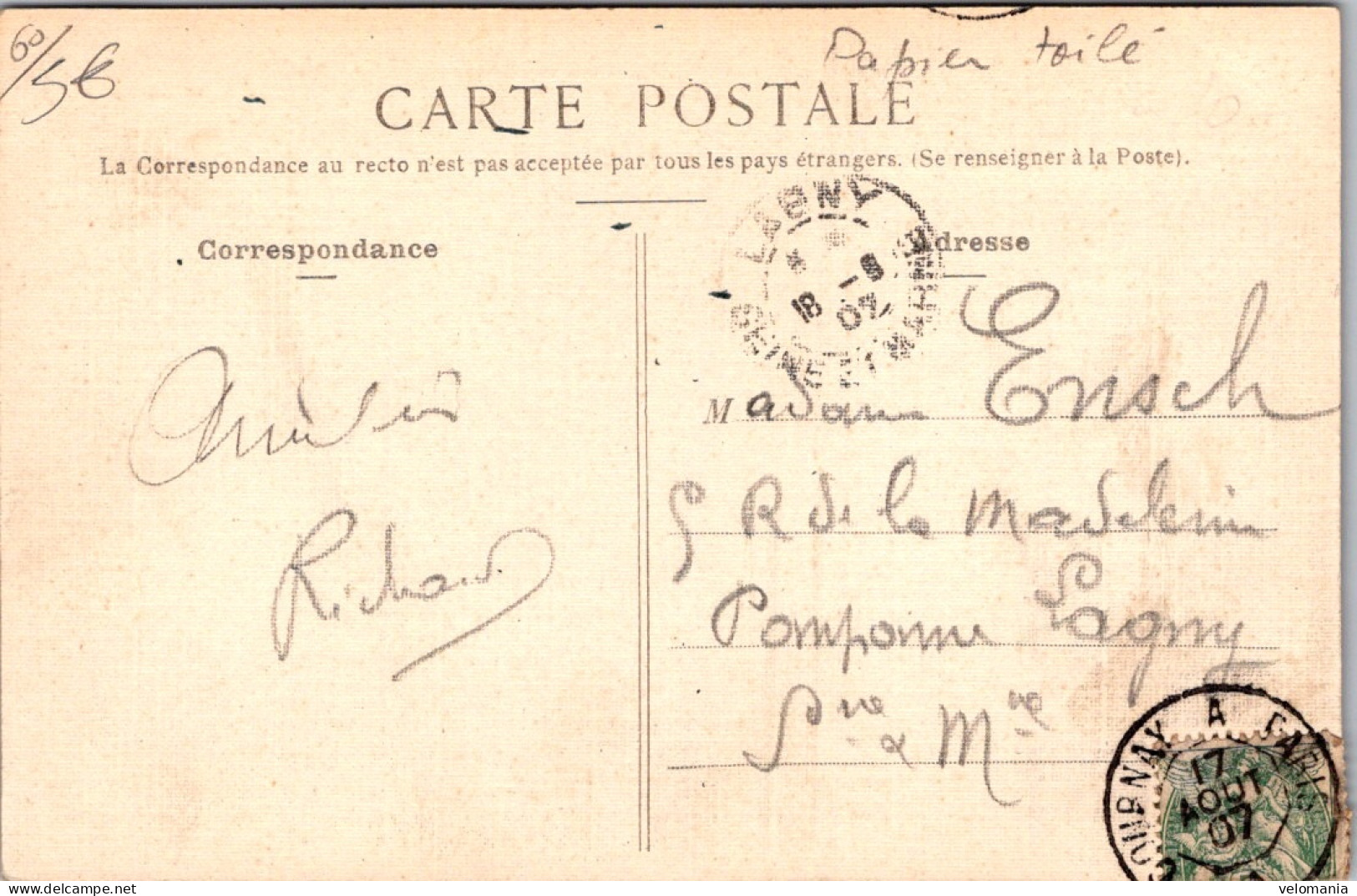 S16016 Cpa 60 Hermes - Bassin Du Therain " Carte Toilée " - Other & Unclassified