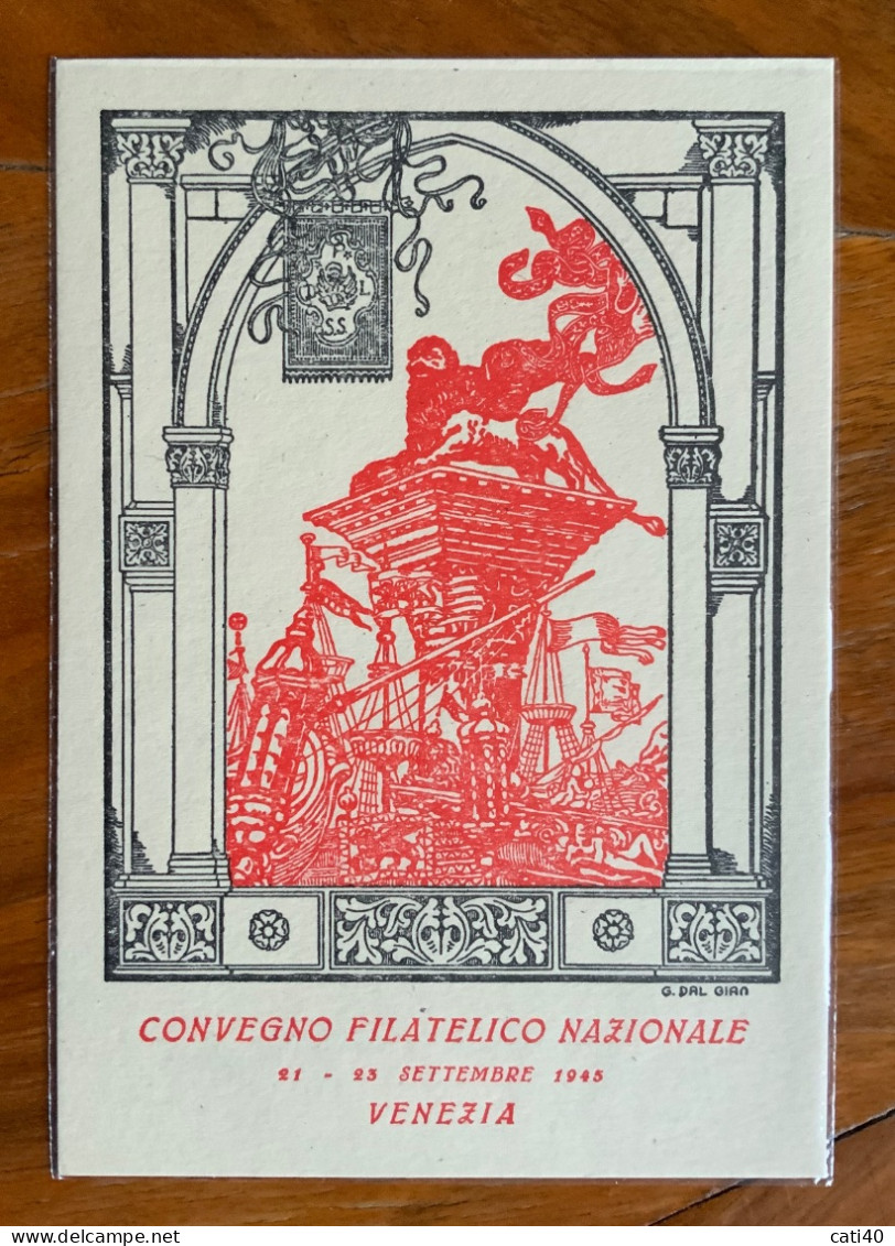 VENEZIA 21/9/1945 - CONVEGNO FILATELICO NAZIONALE  ANNULLO SPECIALE SU LUPA DI BARI Cent.50 - Betogingen