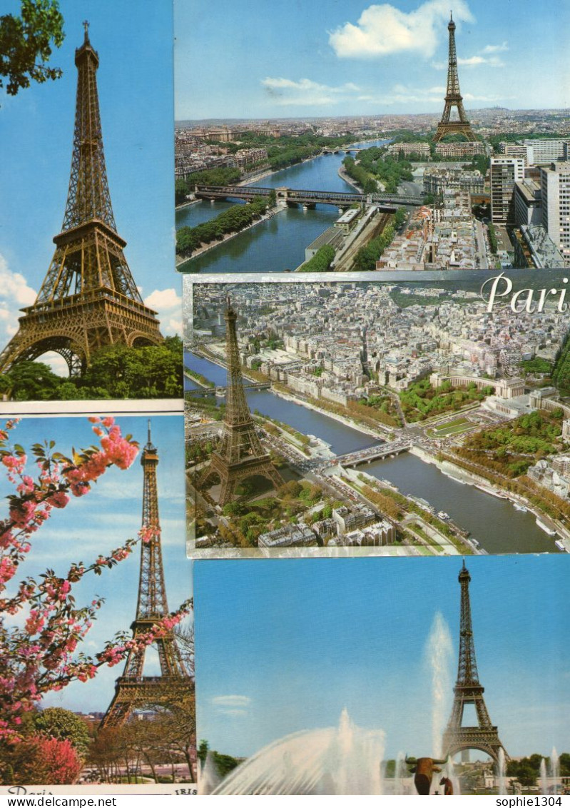 LOT DE 17 CARTES - PARIS - FRANCE -LA TOUR EIFFEL - Toutes Différentes - - 5 - 99 Cartes