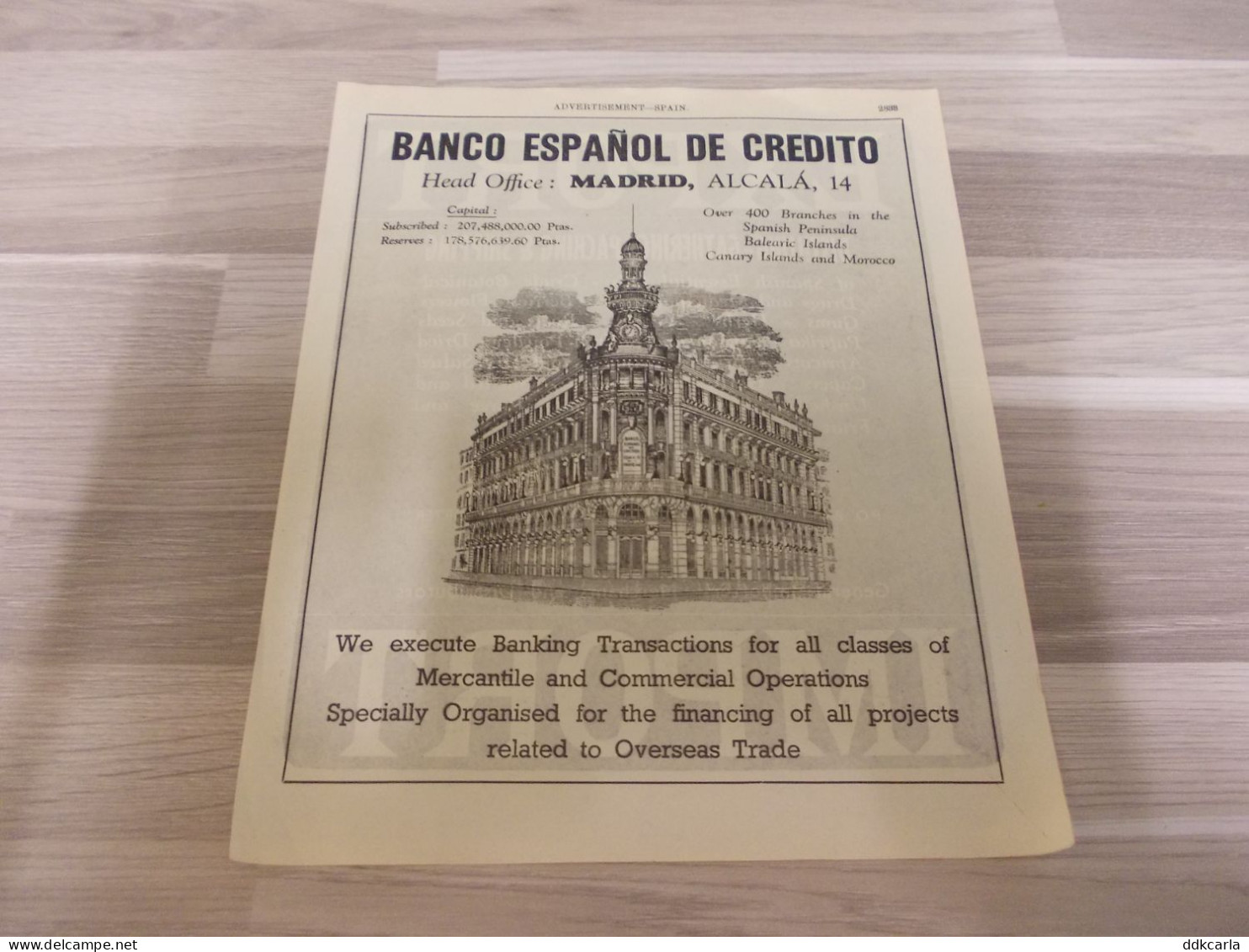 Reclame Advertentie Uit Oude Telefoongids 1947 - Banco Espanol De Credito - Madrid - Reclame