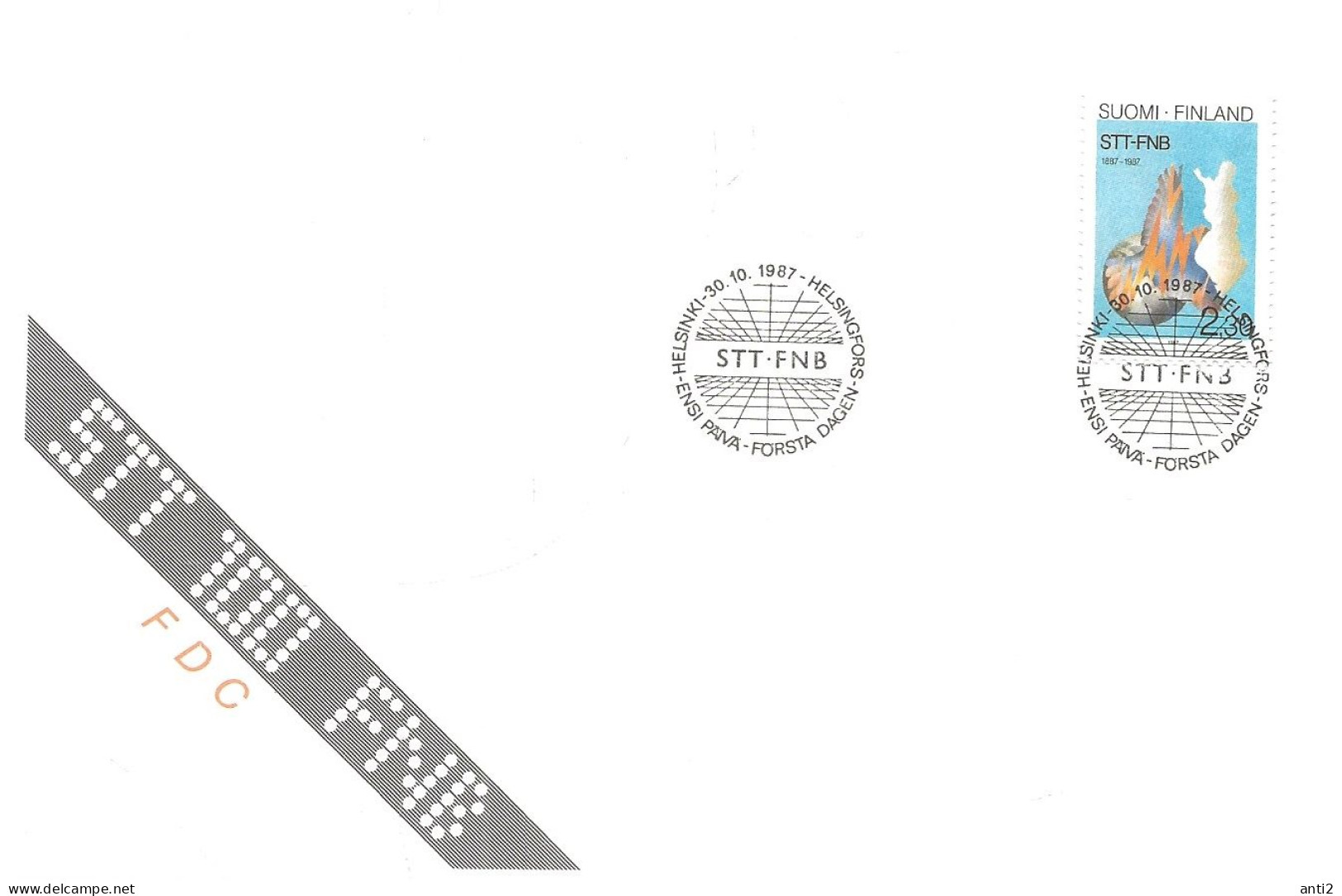 Finland   1987 Centenary Of The Finnish News Agency (STT/FNB). Globe, Birds, Map Of Finland Mi 1034  FDC - Covers & Documents