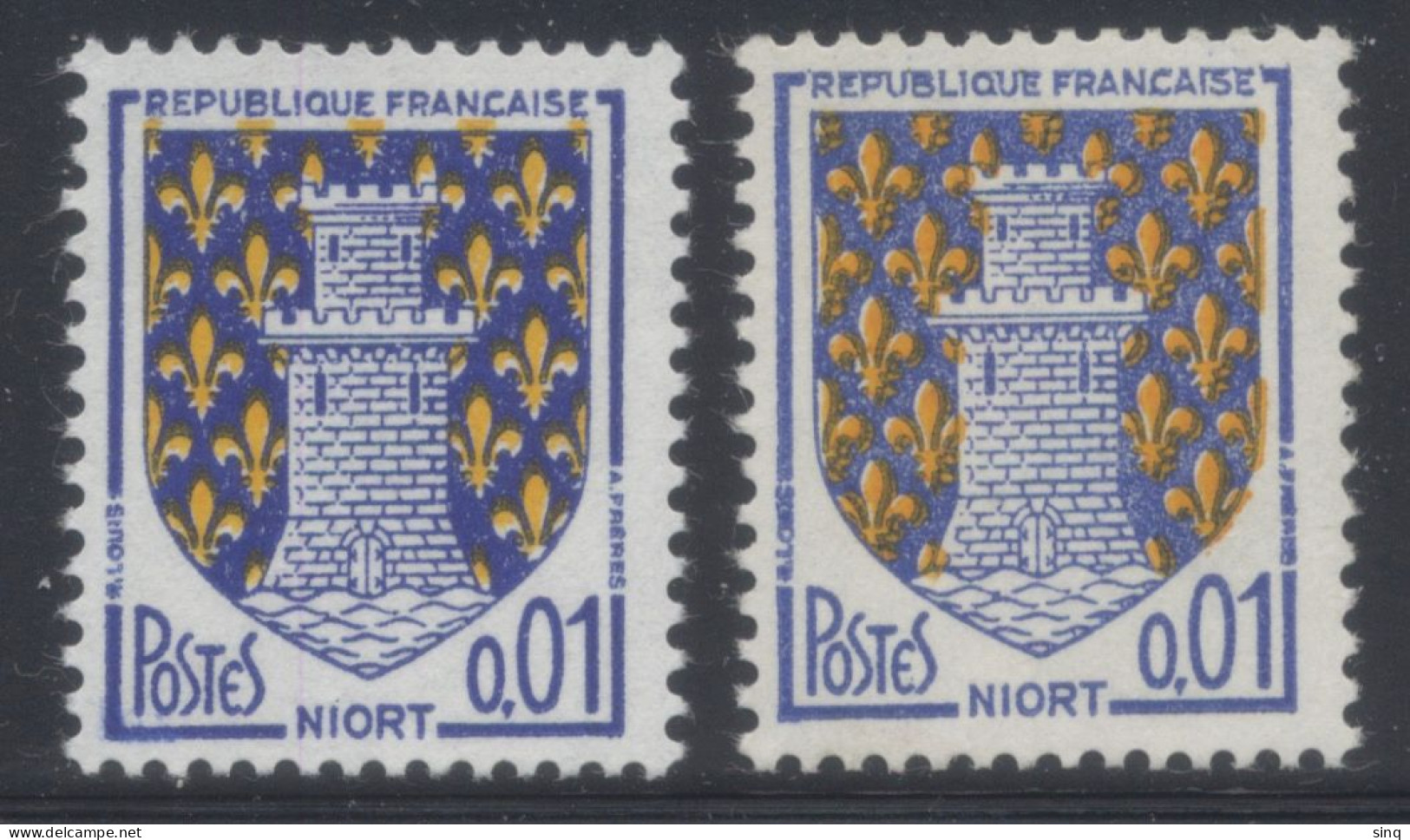 N° 1351A Niort Faciale 0,01 F X2 - Ungebraucht