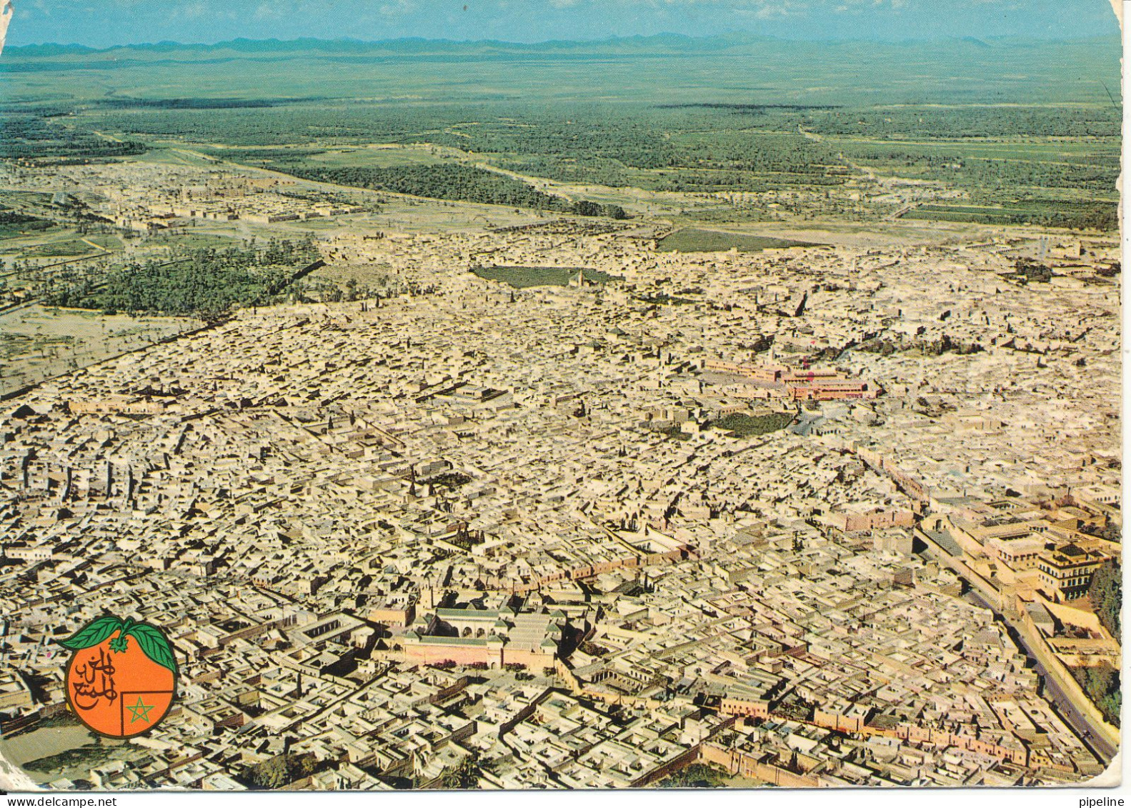 Morocco Postcard Sent To Germany 8-12-1976 ( Marrakesh Aerial View) - Marrakesh