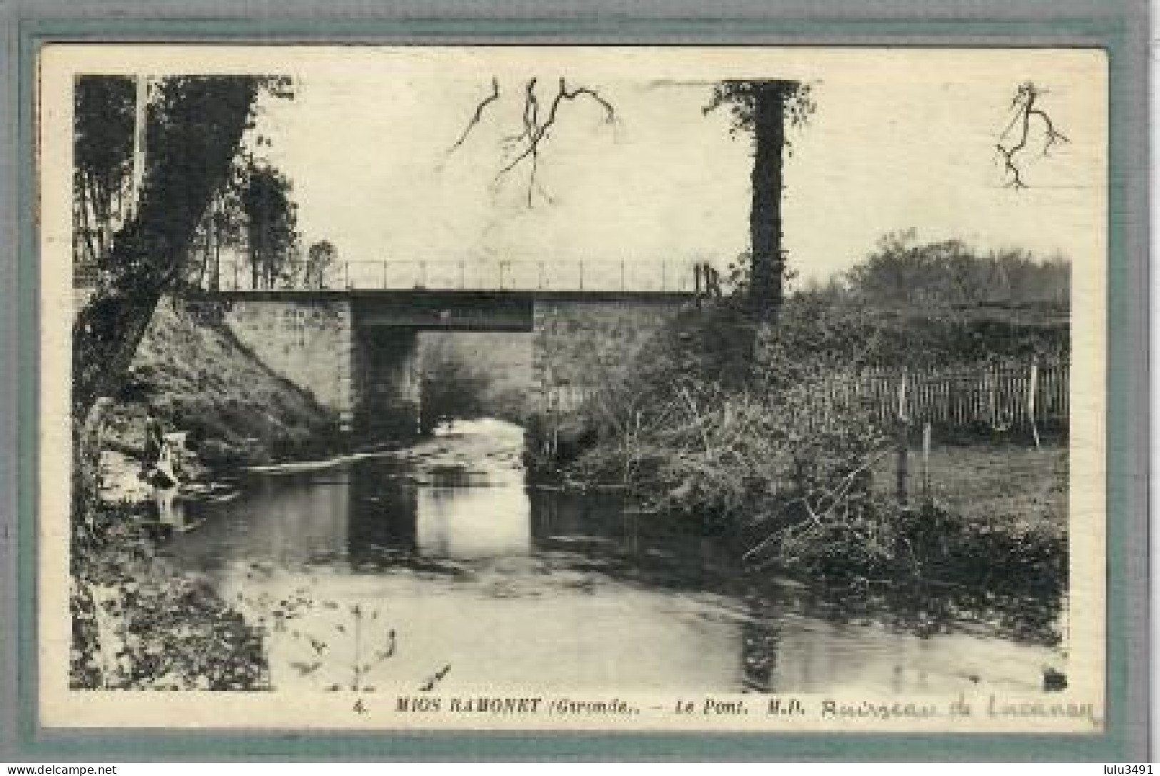 CPA - (33) MIOS-RAMONET - Aspect Du Pont Sur Le Ruisseau De Lacanau En 1949 - Other & Unclassified