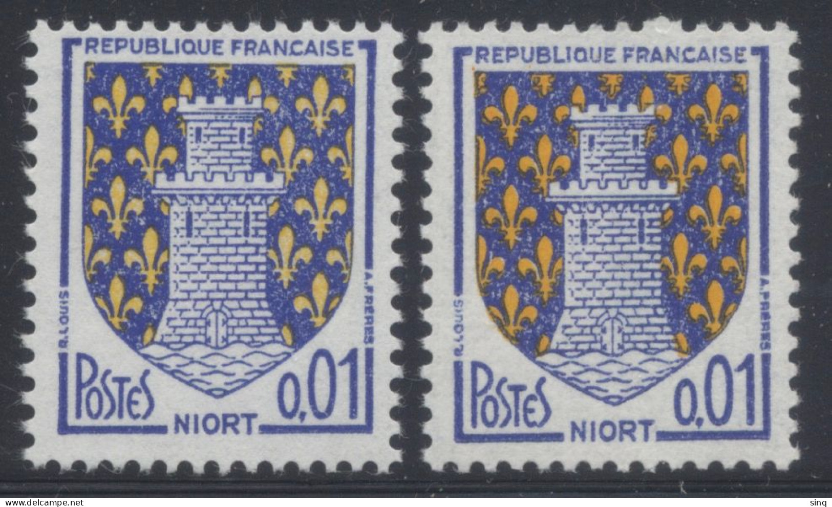 N° 1351A Niort Faciale 0,01 F X2 - Ungebraucht