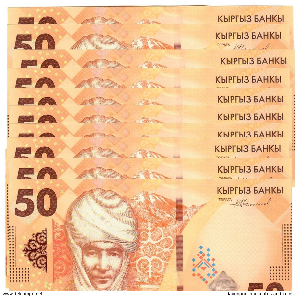 Kyrgyzstan 10x 50 Som 2023 (2024) UNC "AA" - Kirgisistan