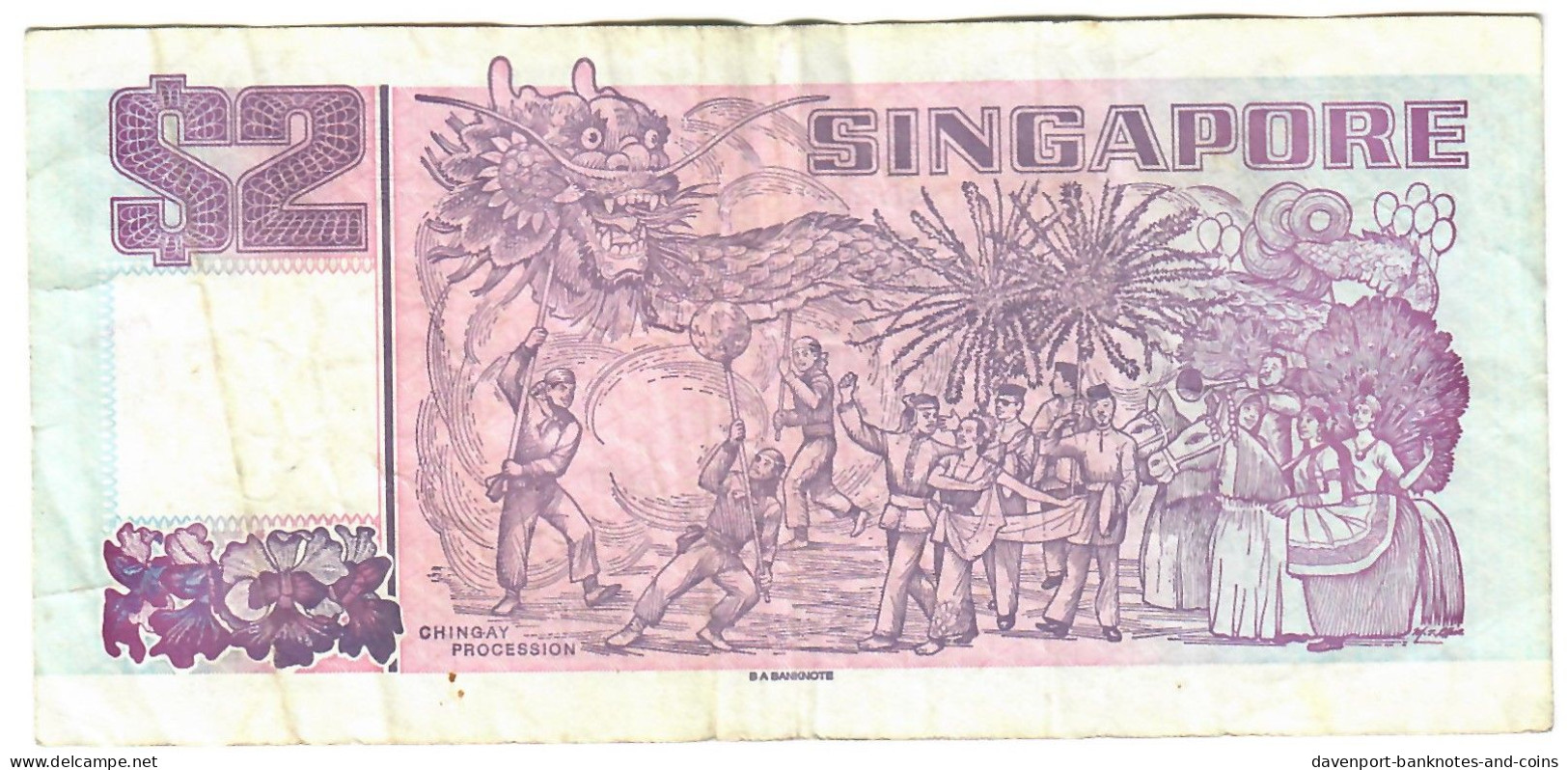 Singapore 2 Dollars 1991 (1998) VF "Tau" - Singapour