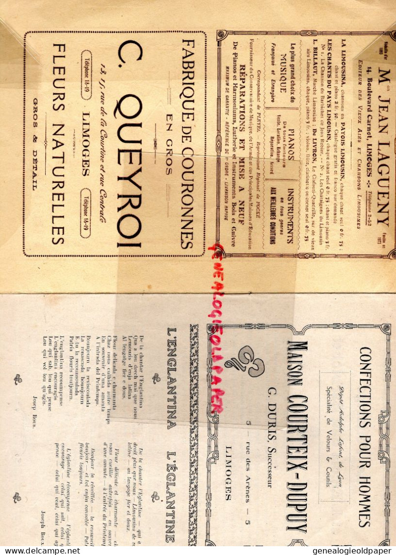 87- ST SAINT JUNIEN- AIXE SUR VIENNE- RARE PROGRAMME XXV FETE EGLANTINE- JEAN TEILLIET -BARBICHET -MARIUS JOUVEAU-1925 - Historische Documenten