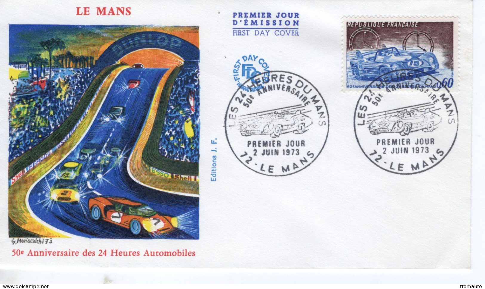 France FDC - 50e Anniversaire Des 24 Heures Du Mans - Matra - 1v Envelope Prémier Jour - Automovilismo