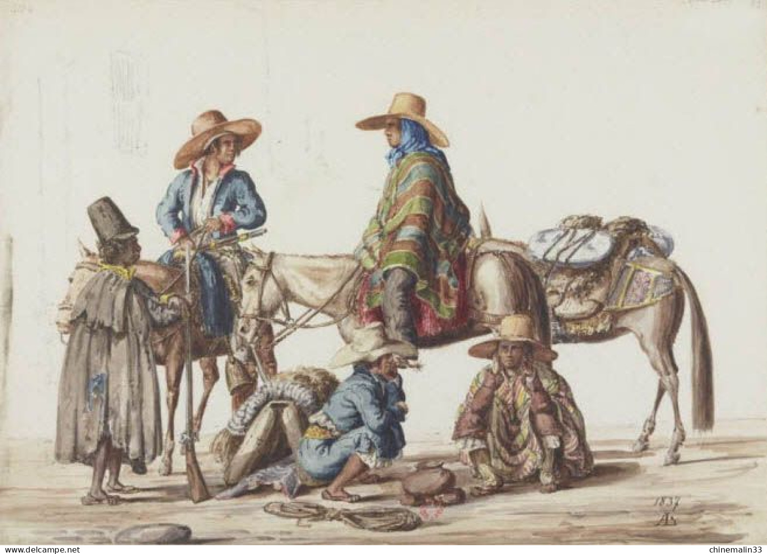 Costumes Péruviens, Scènes De La Vie Religieuse Et Populaire à Lima 1837 9X14 REIMPRESSION DE CARTES ANCIENNES - Pérou