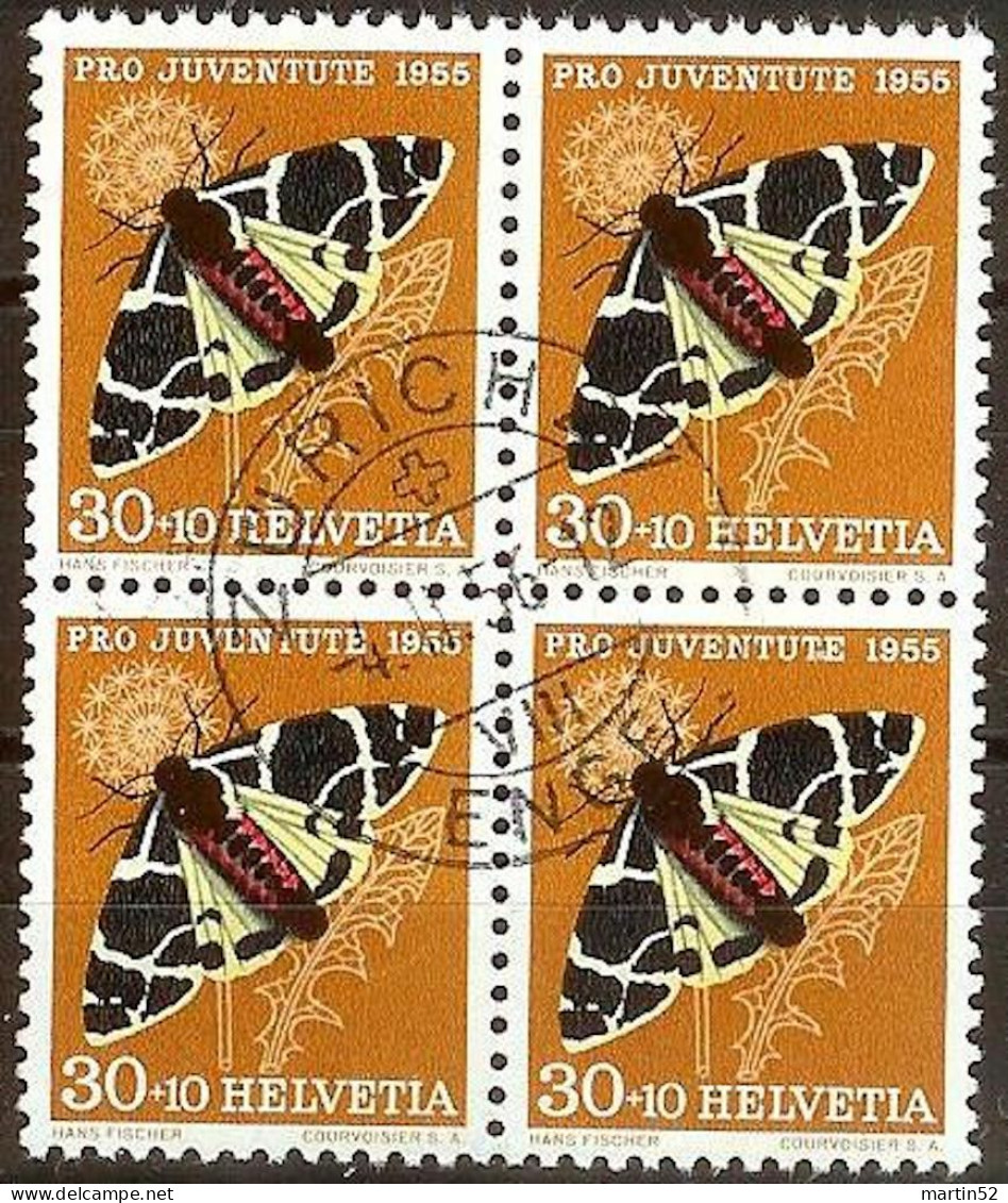 Schweiz Suisse Pro Juventute 1955: "Arctia Flavia" Zu WI 161 Mi 621 Yv 570 Mit Stempel ZÜRICH 4.II.56  (Zu CHF 32.00) - Used Stamps