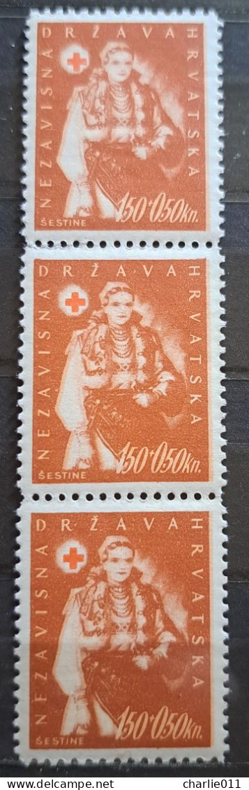 RED CROSS-1.50 + 0.50 K-NATIONAL COSTUMES-ŠESTINE-ERROR-NDH-CROATIA-1942 - Kroatien