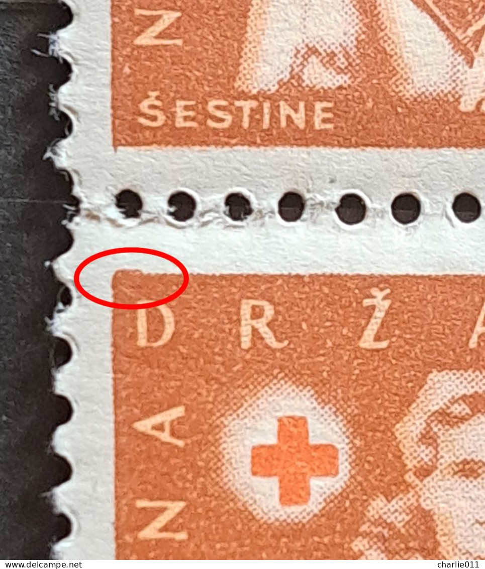 RED CROSS-1.50 + 0.50 K-NATIONAL COSTUMES-ŠESTINE-ERROR-NDH-CROATIA-1942 - Croatia