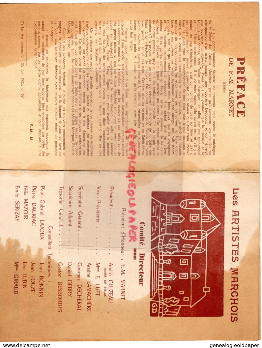 87- ST SAINT JUNIEN-BELLAC-RARE PROGRAMME LES ARTISTES MARCHOIS 1952- JEAN TEILLIET - MARNET-CLUZEAU-ALLUAUD-BICHET-LUFT - Documents Historiques